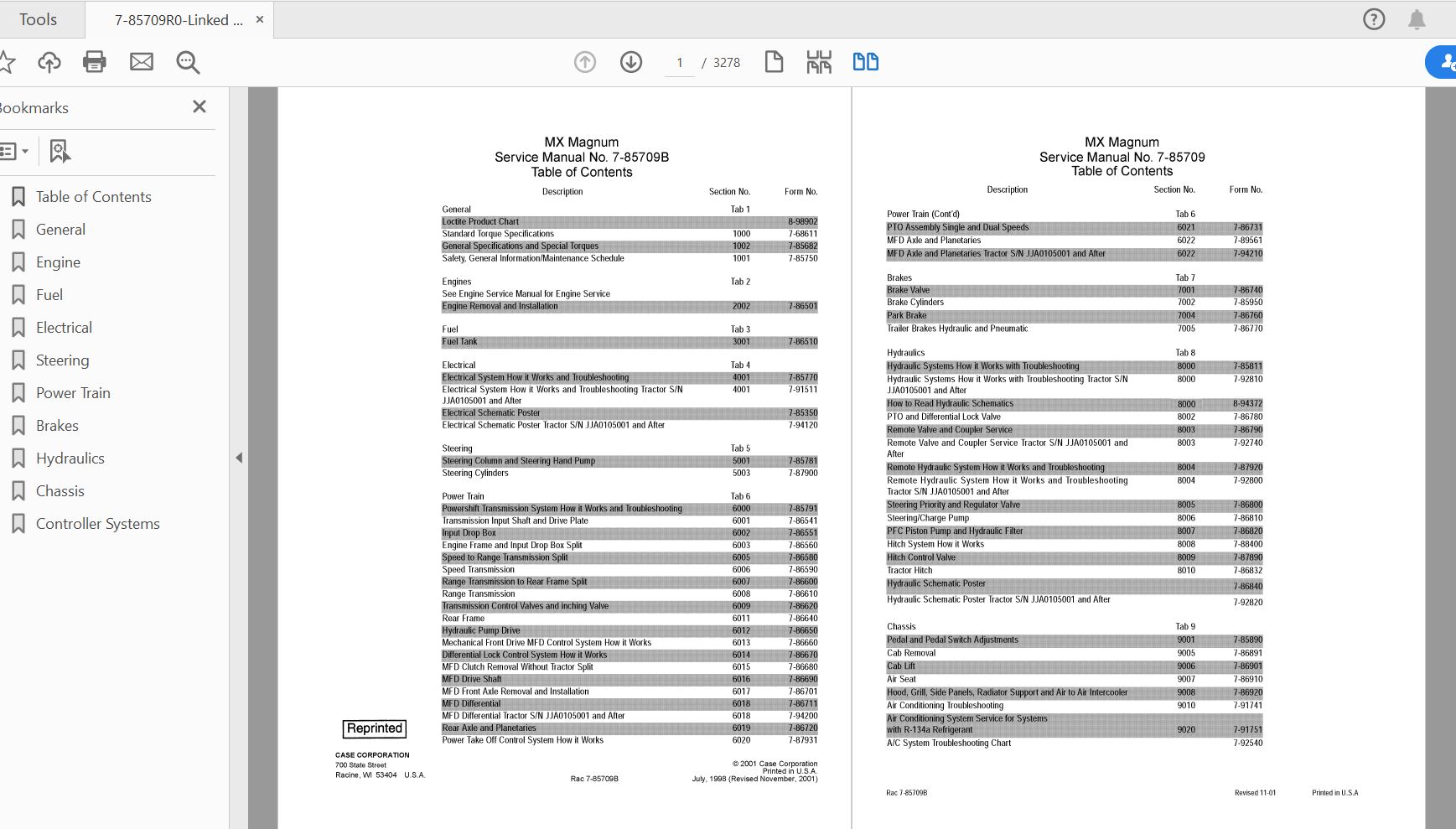 Case IH Tractor MX180MX200MX220MX240MX270 Magnum Service Manual7 85709R0 1