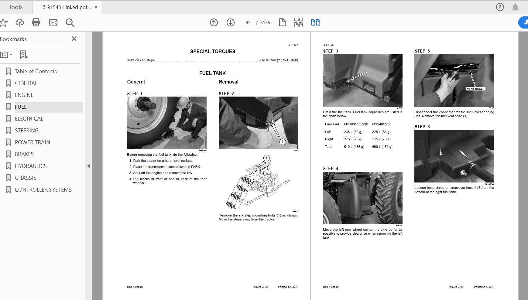 Case IH Tractor MX180MX200MX220MX240MX270 Service Manual7 91543 2