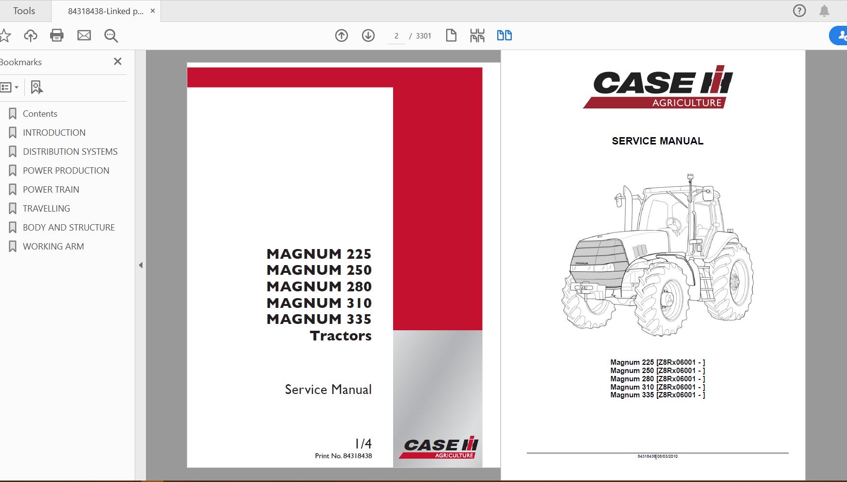 Case IH Tractor Magnum 225250280310335 Service Manual84318438 1