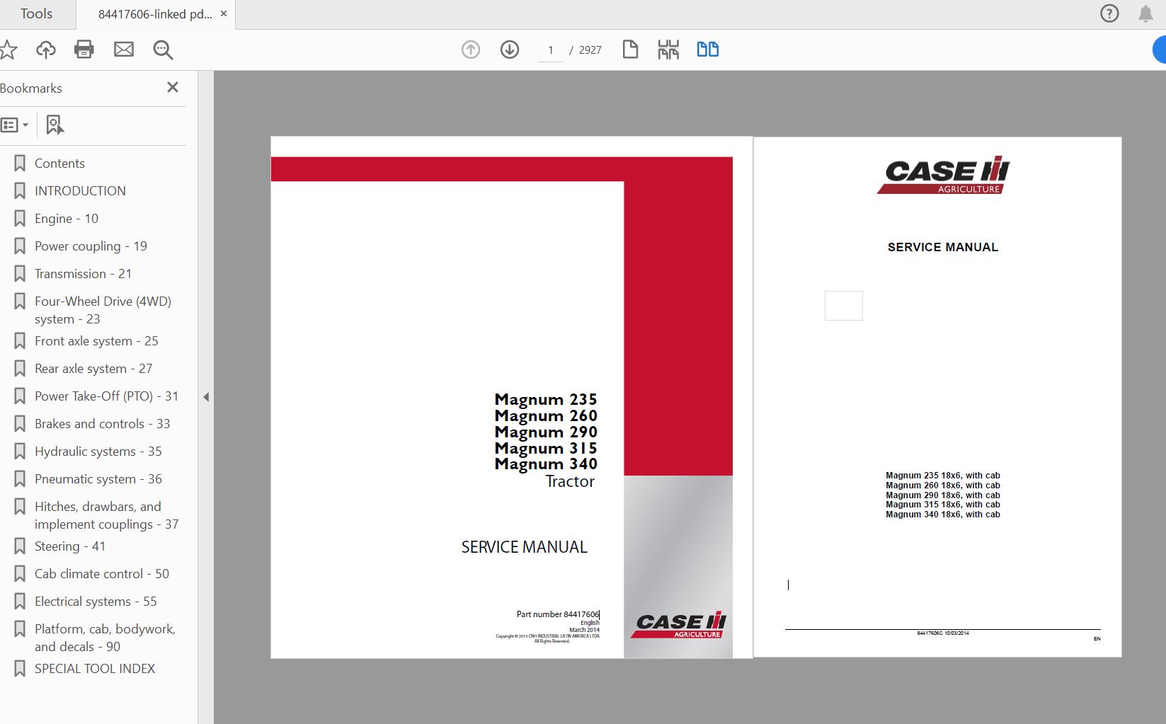 Case IH Tractor Magnum 235260290315340 Service Manual84417606 1