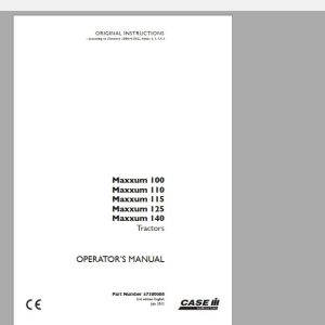 Case IH Tractor Maxxum 110 120 130 115 125 140 Operators Manual47380088 1