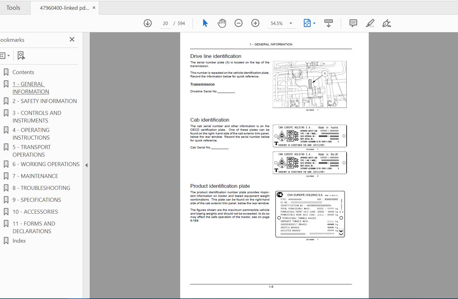 Case IH Tractor PUMA 185 CVT200 CVT220 CVT240 CVT Tier 4B Operators Manual47960400 2