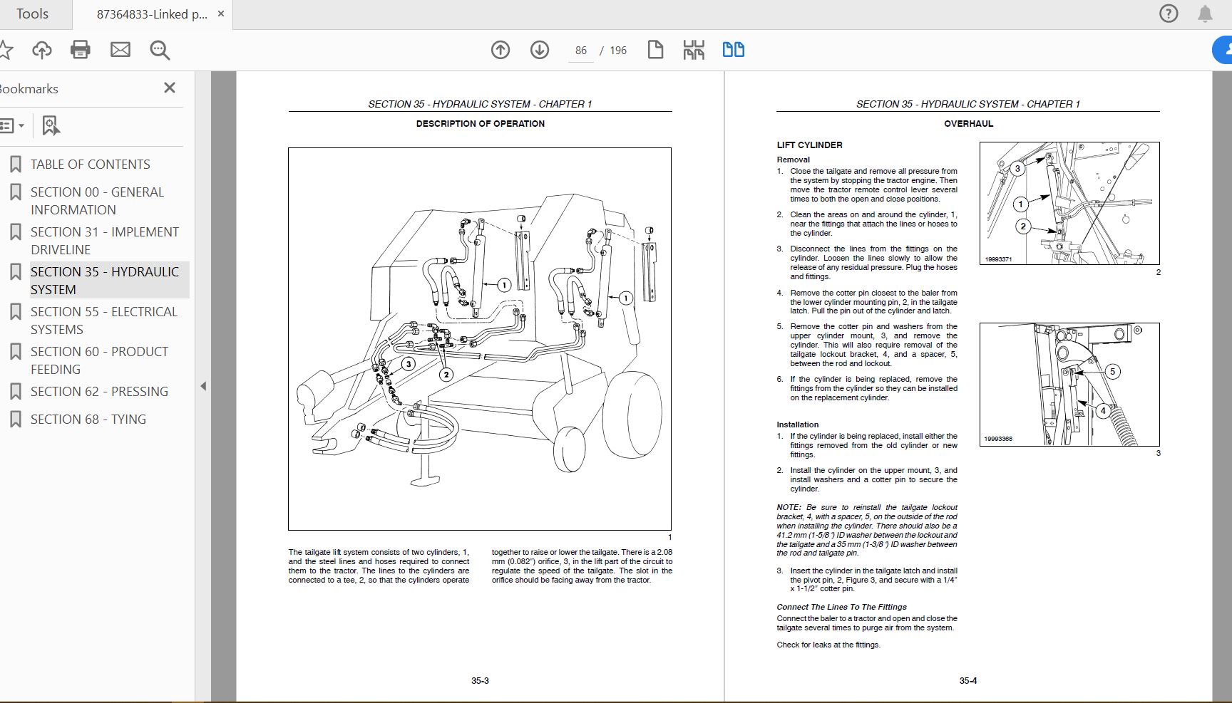Case IH Tractor RBX443 Round Baler Service Manual87364833 2