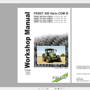Fendt 309 310 311 312 Vario COM III Tractor Shop Manual 1