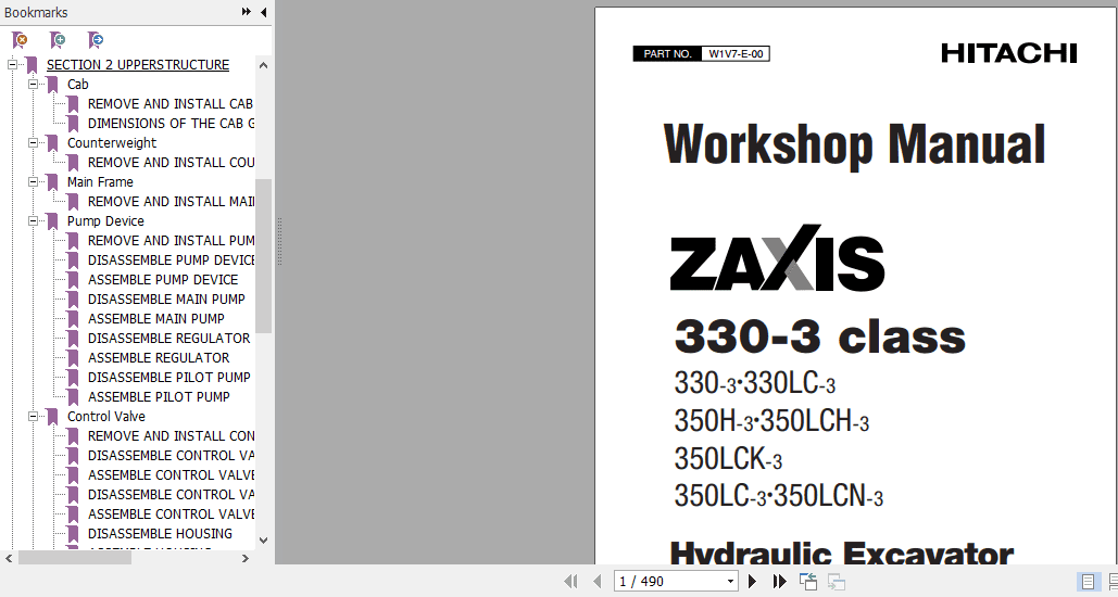 HITACHI Hydraulic Excavator ZX350 3ZX330 3 Technical Manuals 6