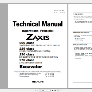 Hitachi Excavators ZX200ZX225ZX230ZX270 Class TO178E 03 Technical ManualOP 3