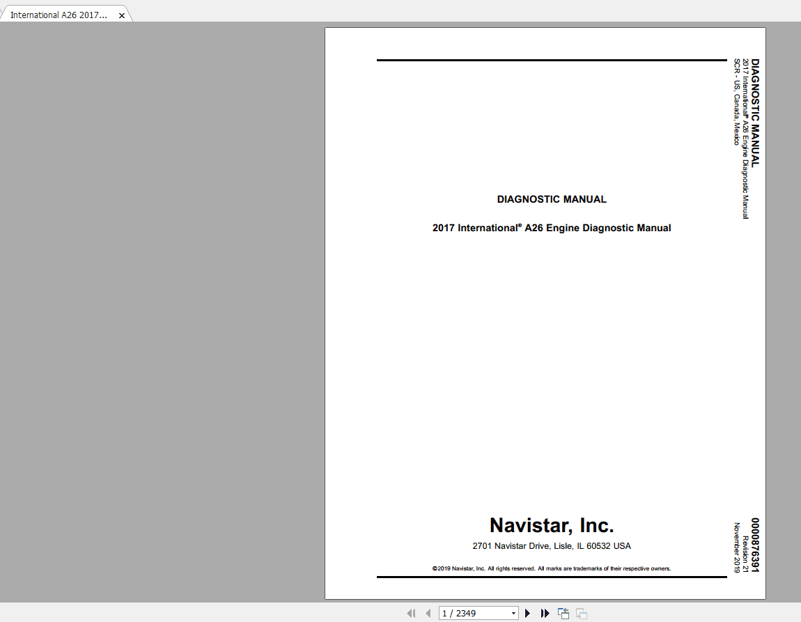 International A26 2017 Engine 0000876391 Diagnostic Manual2019 1