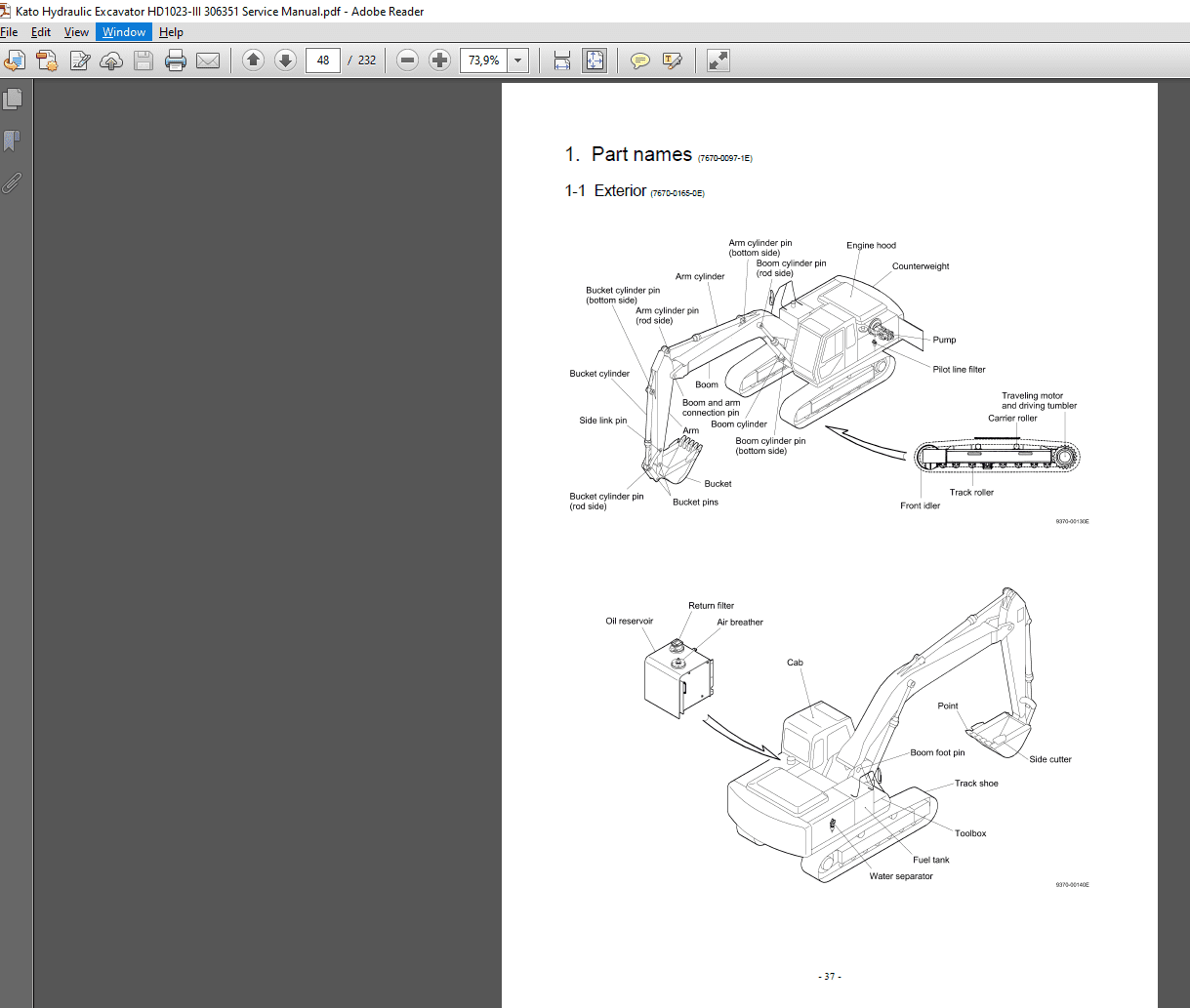 Kato Hydraulic Excavator HD1023 III 306351 Service Manual 2