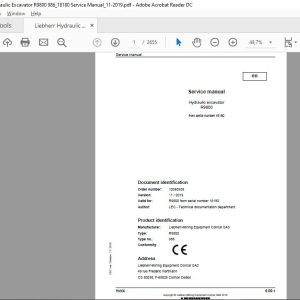 Liebherr Hydraulic Excavator R9800 98618180 Service Manual11 2019 1