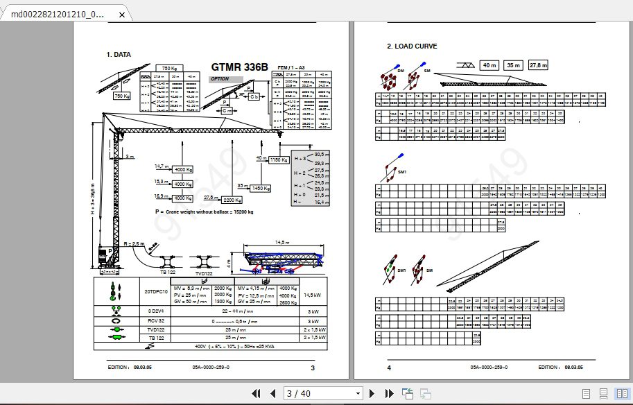 Manitowoc Potain Tower Crane GTMR 336B Full Manuals 1