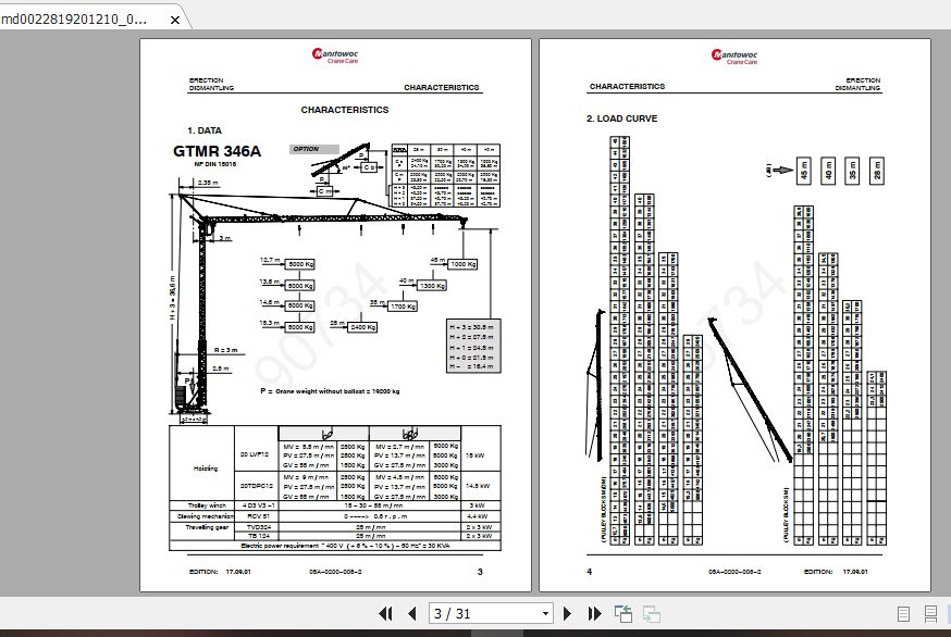 Manitowoc Potain Tower Crane GTMR 346A Full Manuals 1