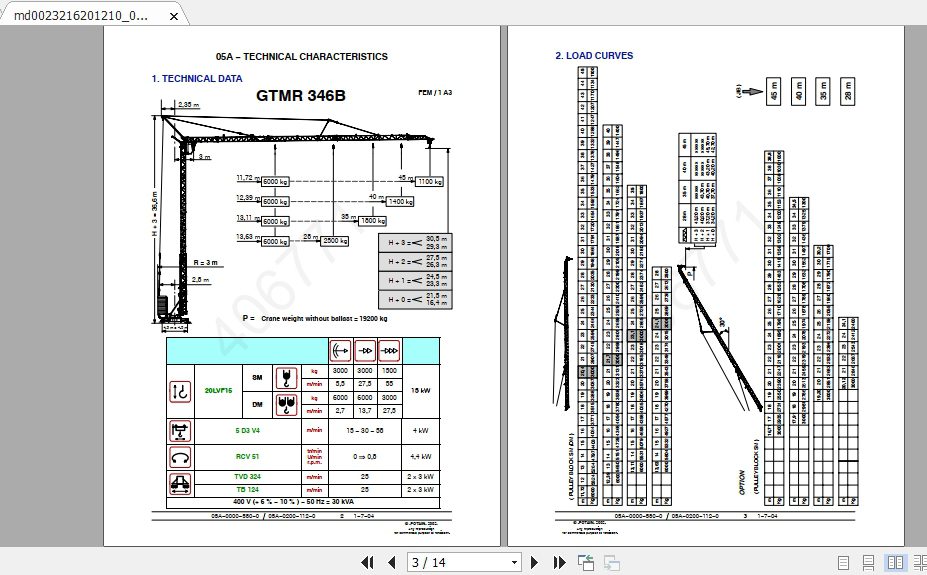 Manitowoc Potain Tower Crane GTMR 346B Full Manuals 1