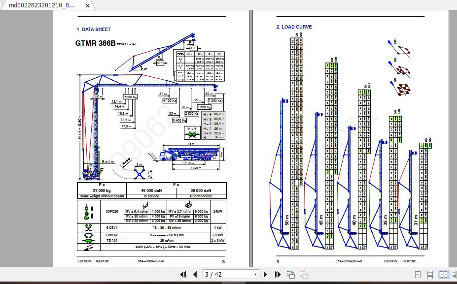 Manitowoc Potain Tower Crane GTMR 386B Full Manuals 1