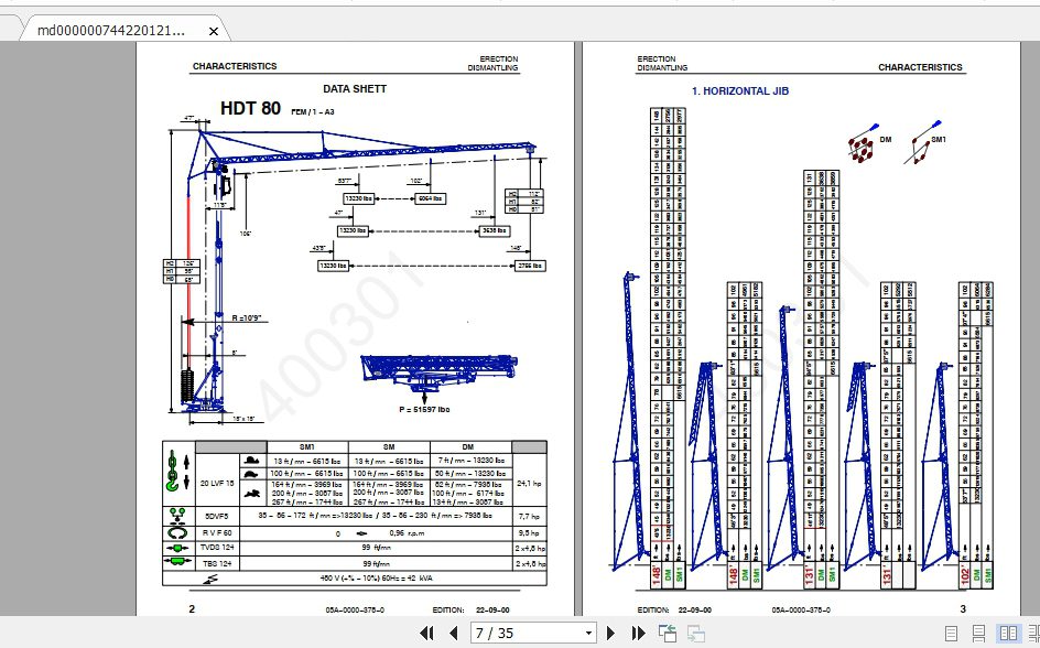 Manitowoc Potain Tower Crane HDT 80 Full Manuals 1