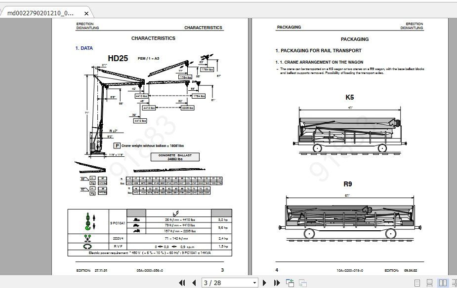 Manitowoc Potain Tower Crane HD 25 Full Manuals 1