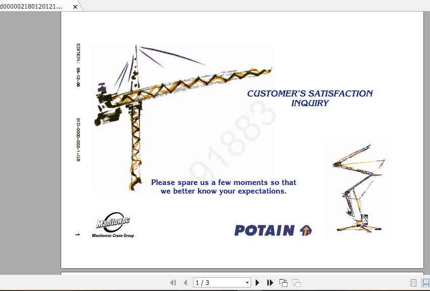 Manitowoc Potain Tower Crane HD 25 Full Manuals 2