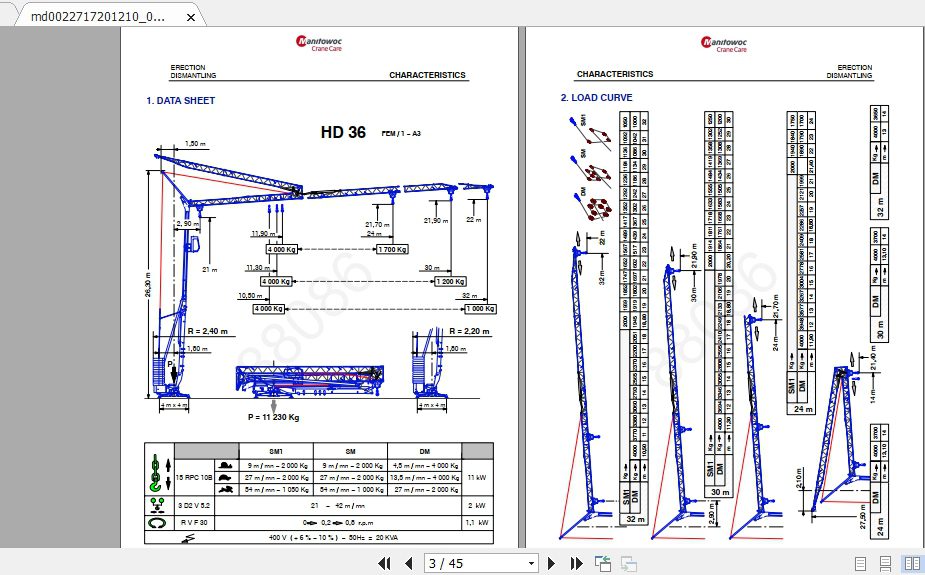 Manitowoc Potain Tower Crane HD 36 Full Manuals 1