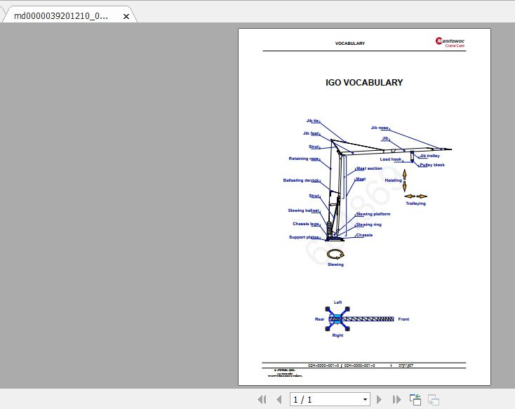 Manitowoc Potain Tower Crane IGO 11 Full Manuals 4