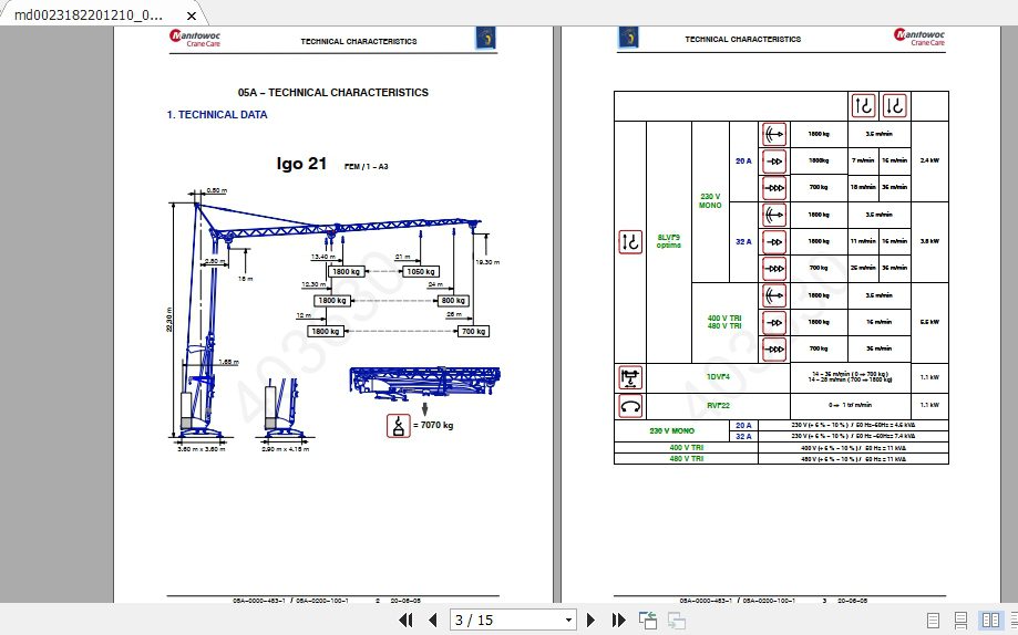Manitowoc Potain Tower Crane IGO 21 Full Manuals 1