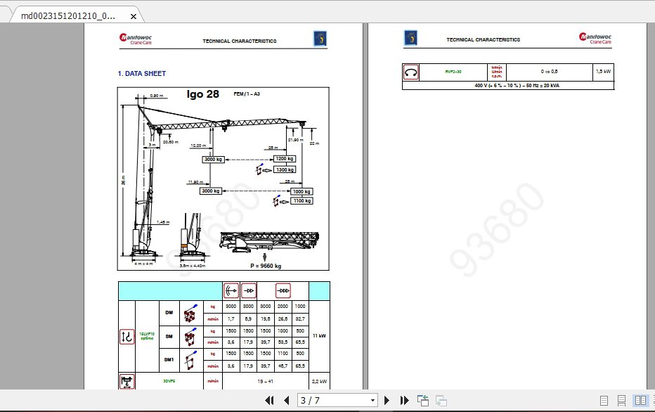 Manitowoc Potain Tower Crane IGO 28 Full Manuals 1