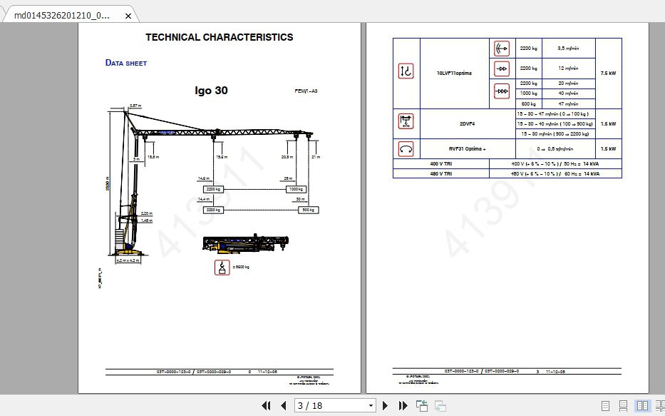 Manitowoc Potain Tower Crane IGO 30 Full Manuals 1