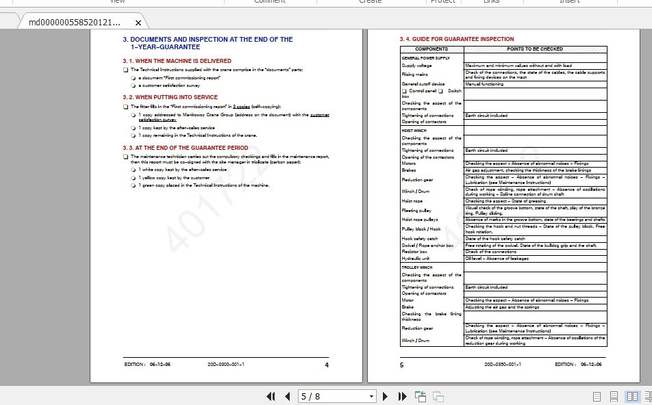 Manitowoc Potain Tower Crane IGO 32 Full Manuals 2