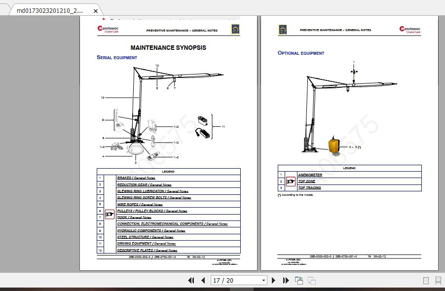 Manitowoc Potain Tower Crane IGO 36 Full Manuals 3