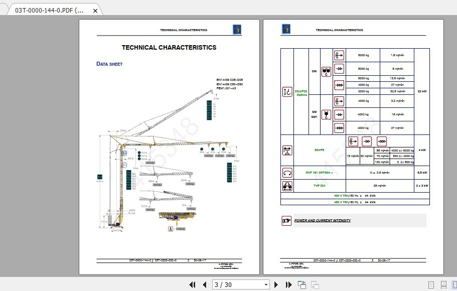 Manitowoc Potain Tower Crane IGO T130 Full Manuals 1