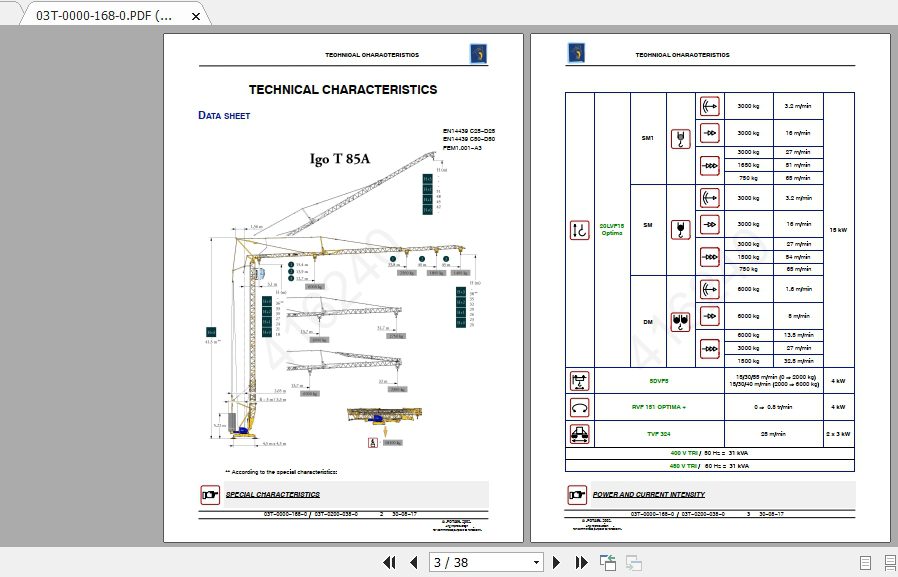 Manitowoc Potain Tower Crane IGO T85A Full Manuals 1