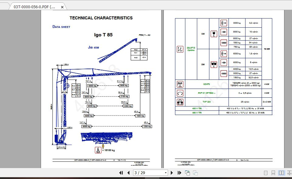 Manitowoc Potain Tower Crane IGO T85 Full Manuals 1