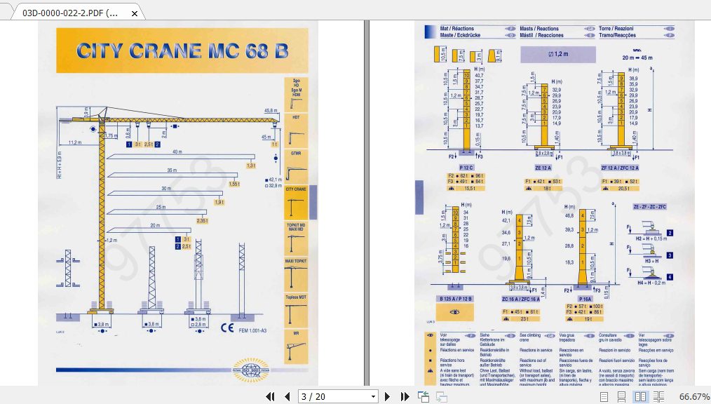 Manitowoc Potain Tower Crane M68B 25 T Full Manuals 1