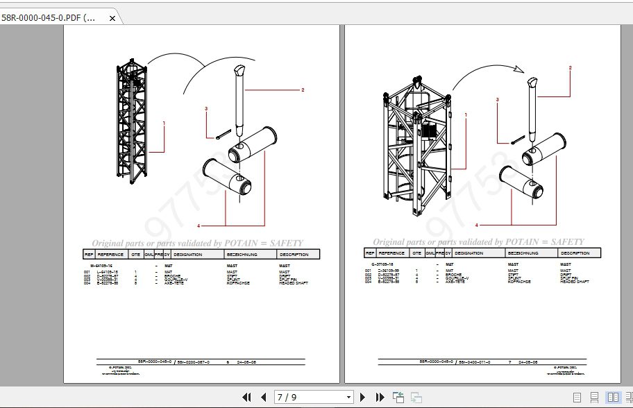 Manitowoc Potain Tower Crane M68B 25 T Full Manuals 4 1
