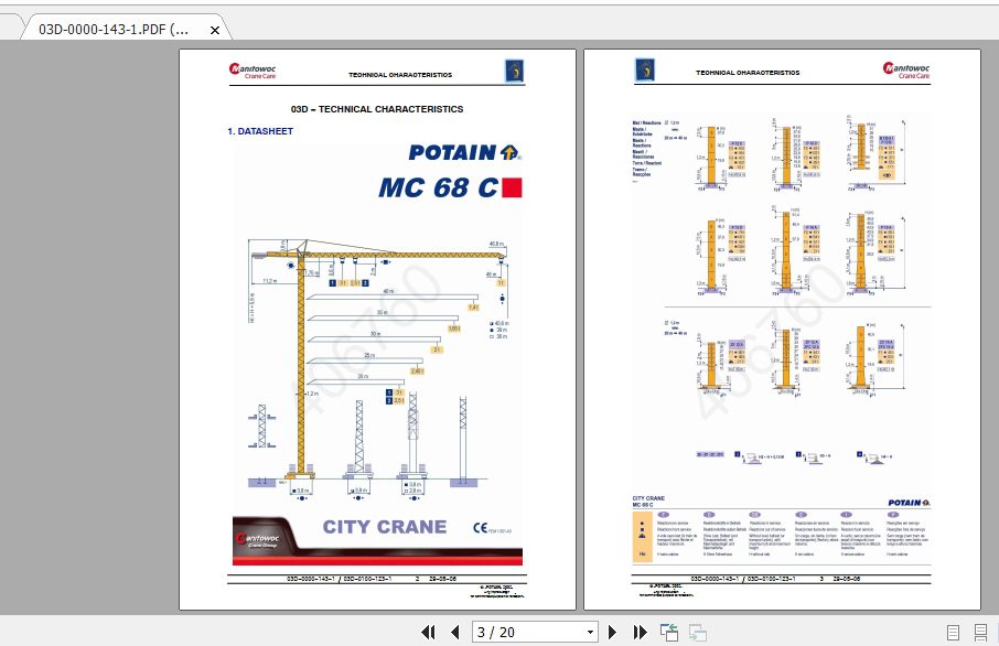 Manitowoc Potain Tower Crane M68C 3T Full Manuals 1