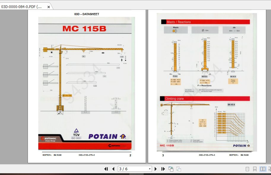 Manitowoc Potain Tower Crane MC 115B Full Manuals 1