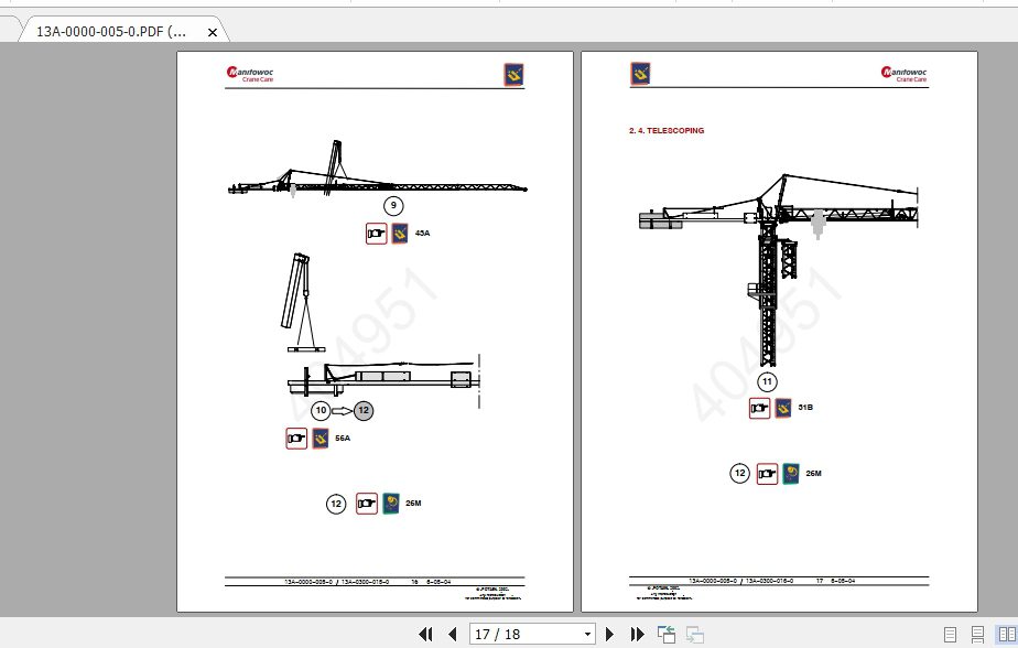 Manitowoc Potain Tower Crane MC 58 Full Manuals 2