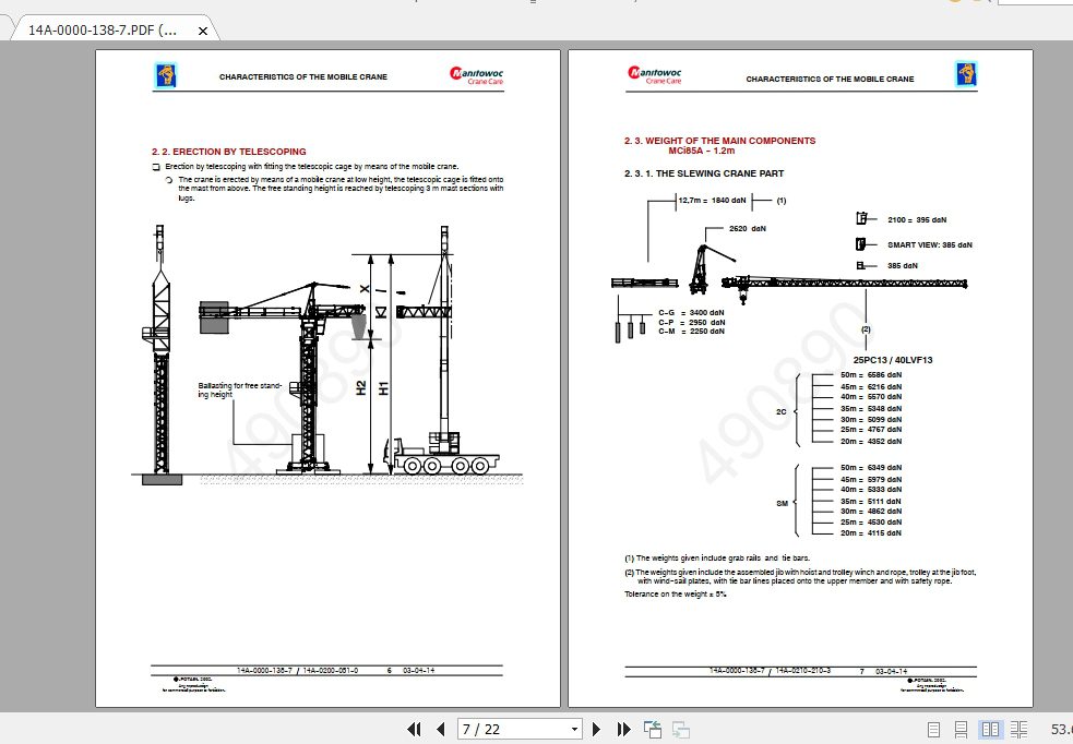 Manitowoc Potain Tower Crane MCi 85A Full Manuals 2