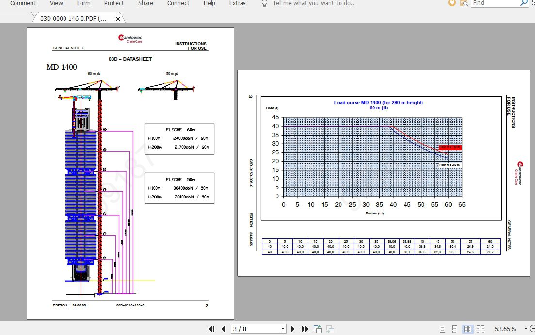 Manitowoc Potain Tower Crane MD 1400 Full Manuals 1