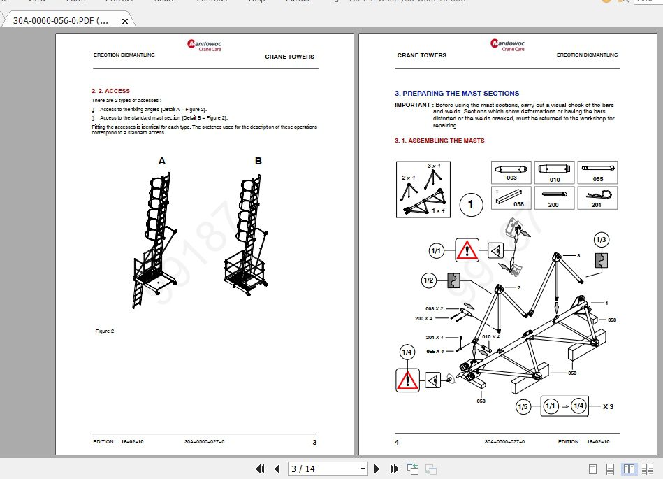 Manitowoc Potain Tower Crane MD 1400 Full Manuals 2