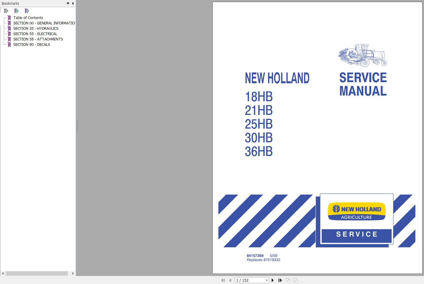New Holland 18HB 21HB 25HB 30HB 36HB Service Manual84157369 1 1