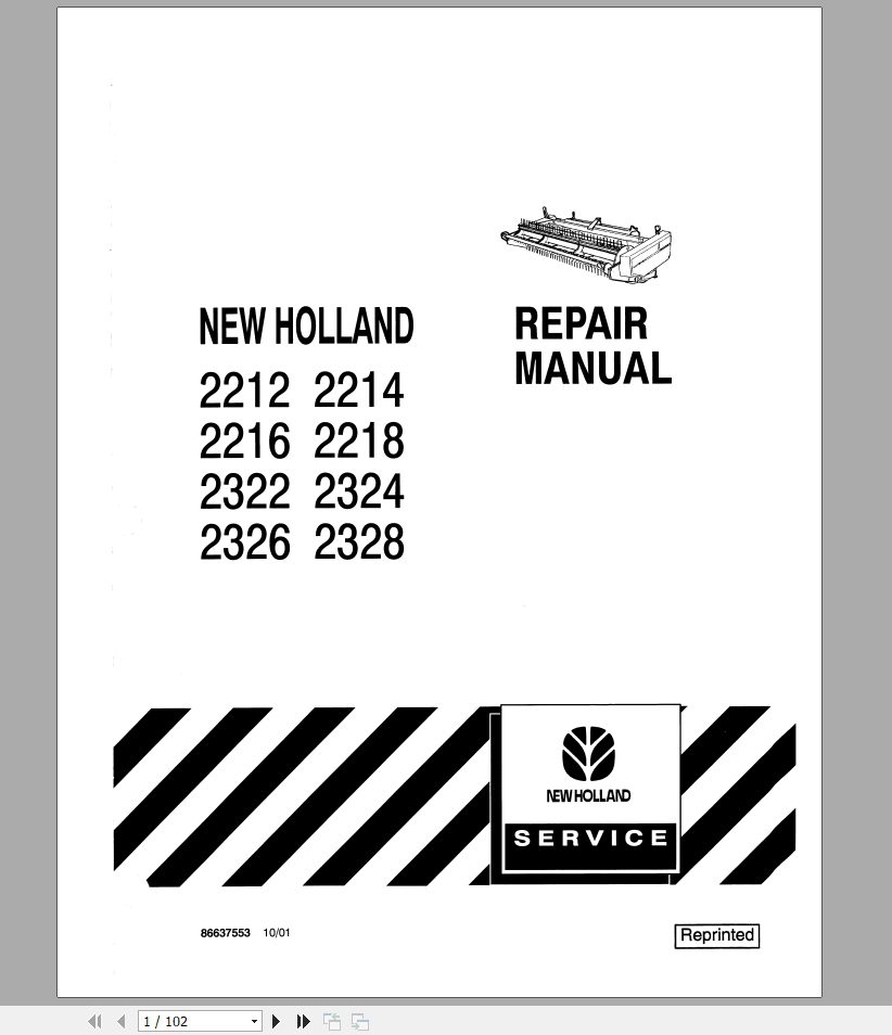 New Holland 22122214221622182322232423262328 Repair Manual86637553 1
