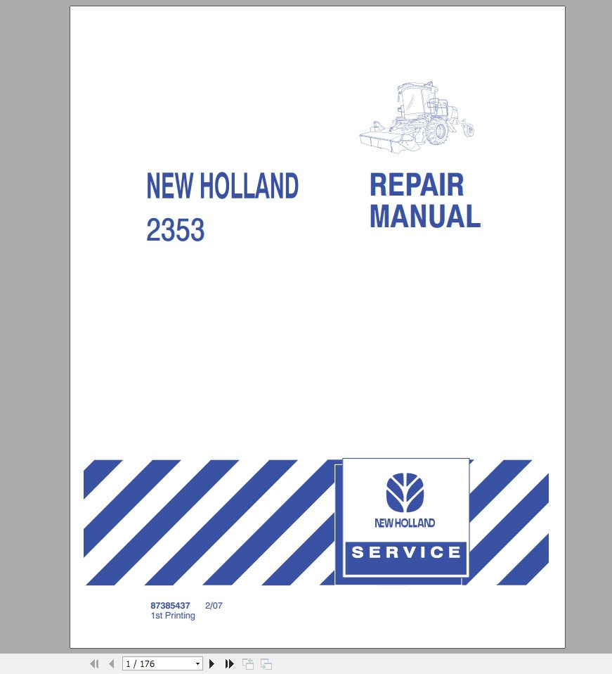 New Holland 2353 Discbine Disc Header Repair Manual87385437 1