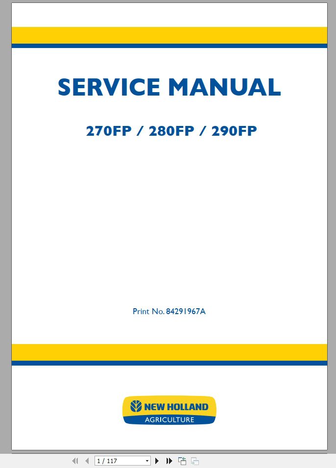New Holland 270FP 280FP 290FP Service Manual84291967A 1