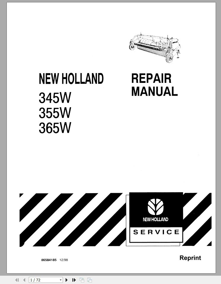 New Holland 345w 355w 365w Repair Manual86584185 1