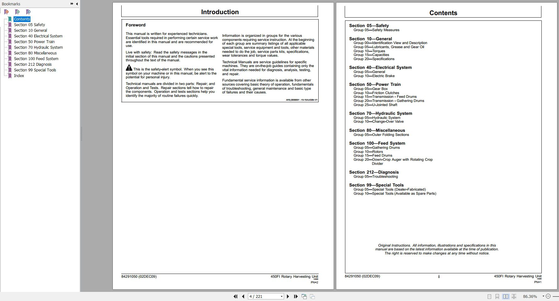 New Holland 450FI Rotary Harvesting Headers Service Manual84291050NA 2