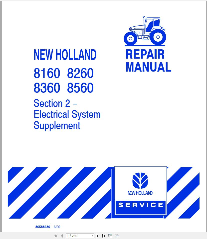New Holland 8160 8260 8360 8560 Service Manual86588680 1