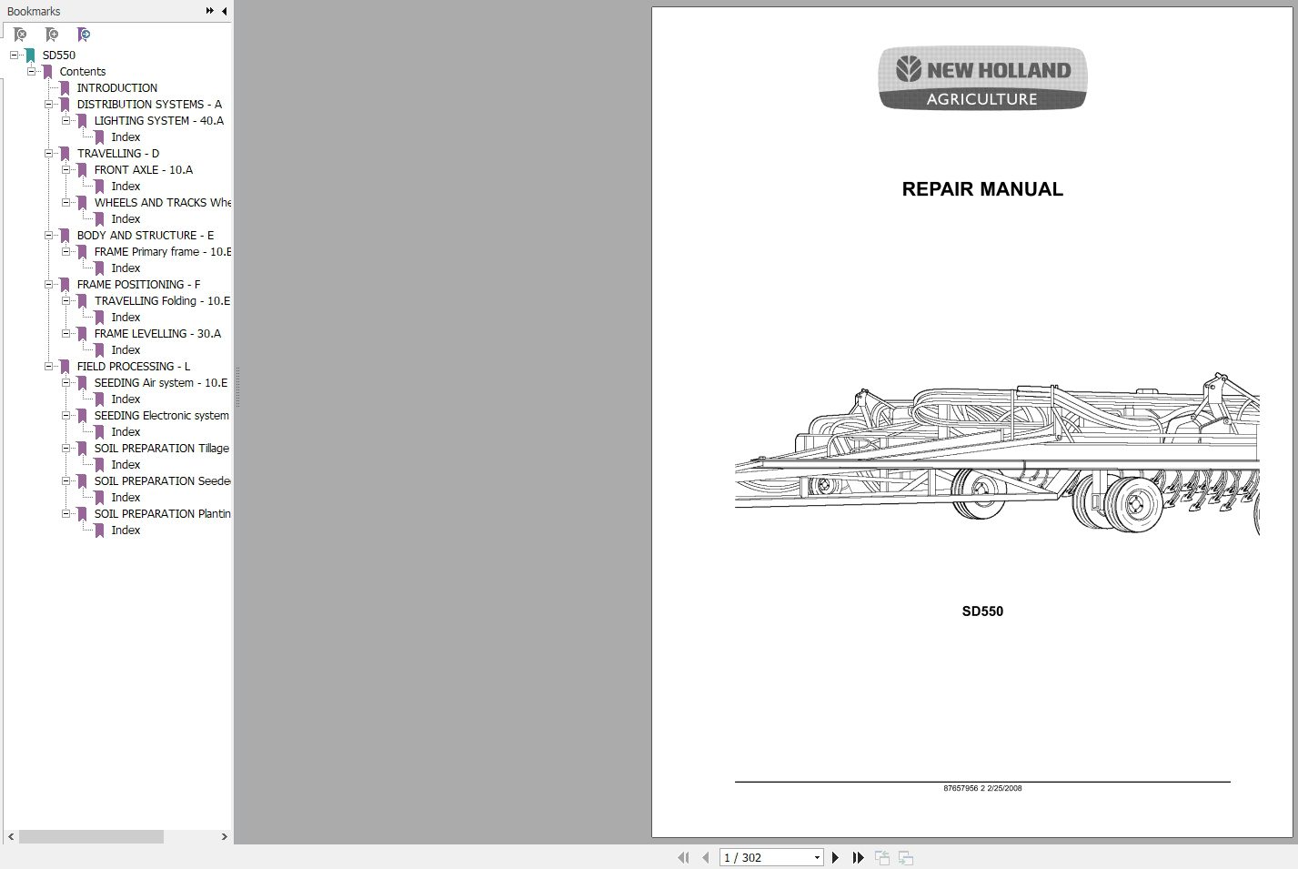 New Holland Air Drill SD550 Repair Manual 1