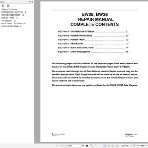 New Holland BW28BW38 Bale Wagon Repair Manual 1