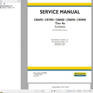 New Holland CR6090 CR7090 CR8080 CR8090and CR9090 Combines Service Manual 1