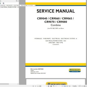 New Holland CR9040CR9060CR9065CR9070CR9080 Combine Service Manual 1 1