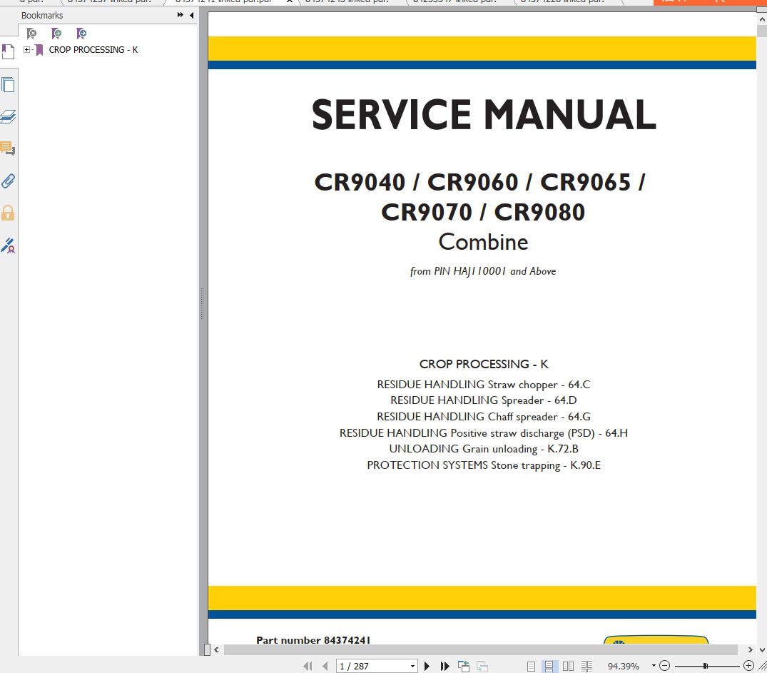 New Holland CR9040CR9060CR9065CR9070CR9080 Combine Service Manual 3 1